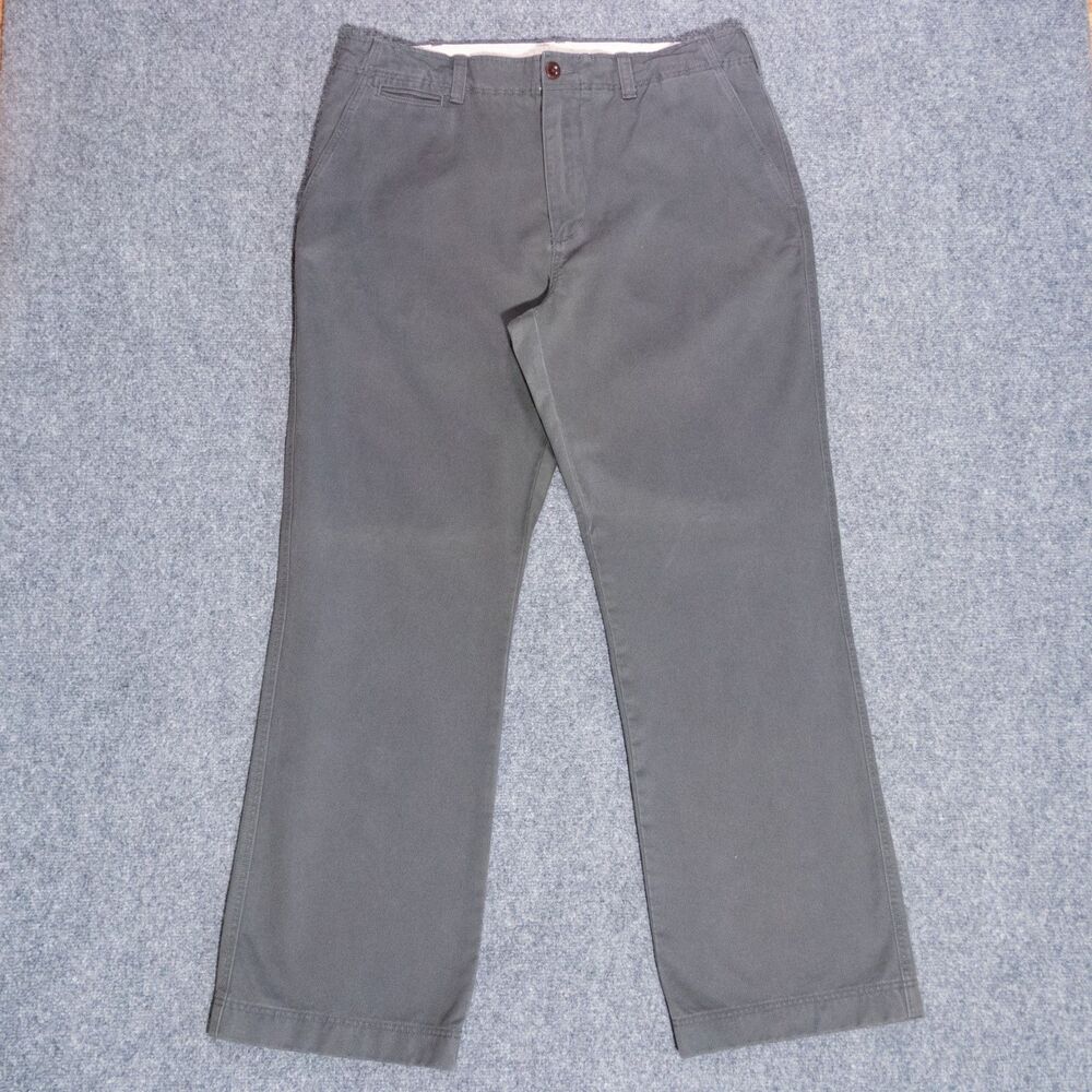 J. Crew Bootcut Broken In Chino Pants Men's 36x32 Baggy Wide Leg Gray Preppy